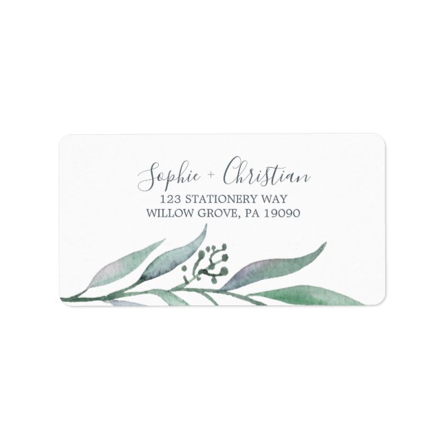 Purple and Green Eucalyptus RSVP Address Labels (Front)