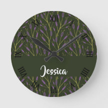 Purple and green floral branches pattern