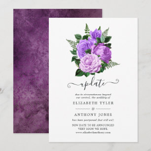 Purple and Green Floral Wedding Update Invitation