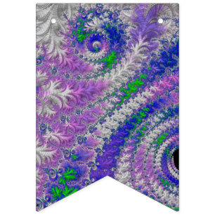 Purple and Green Fractal Bunting Flags