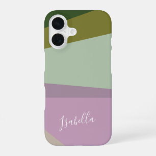 Purple and Green Geometric Art Personalized iPhone 16 Case