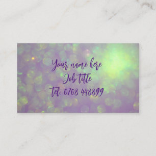 Purple and green girly sparkle glitter bokeh business card