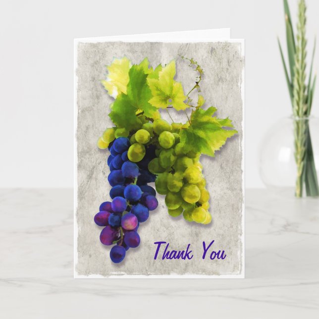 Purple and Green Grapes Thank You Card (Front)