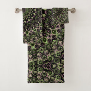 Purple and Green Jewel Tone Mandala Design Bath Towel Set