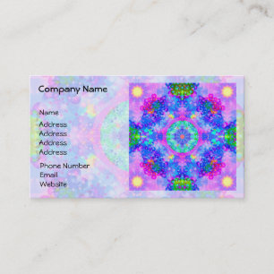 Purple and Green Kaleidoscope Fractal Business Card