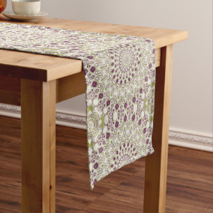 Purple and Green Kaleidoscopic Mandala Design Medium Table Runner