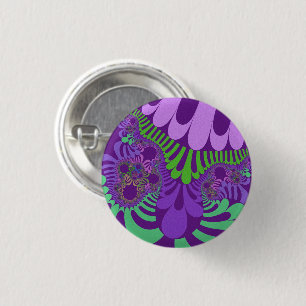 Purple and Green Mod 1 Inch Round Button