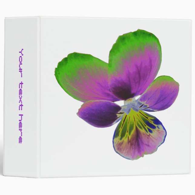 Purple and Green Pansy Custom Binder (Front/Spine)