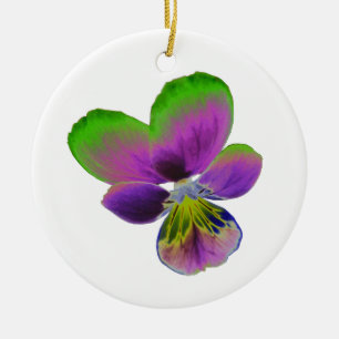 Purple and Green Pansy Custom Birthday Ceramic Ornament