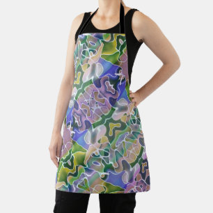 Purple and Green Pastel Abstract Print Apron