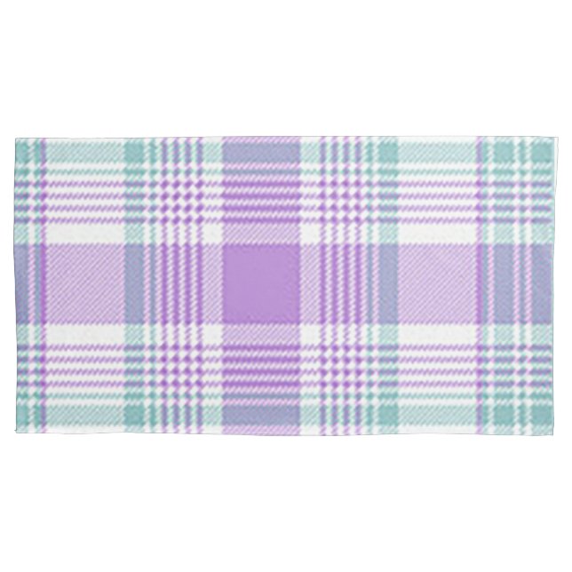 “Purple and Green Plaid” Pillow Case Set (Front-Left)