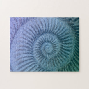 Purple and Green Spiral Ammonite Fossil Art Jigsaw Puzzle