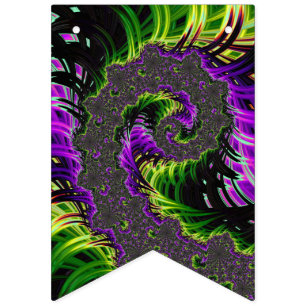 Purple and Green Spiral Bunting Flags