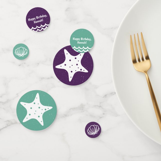 Purple and Green Starfish Sea Shell Mermaid Party Confetti (Group)