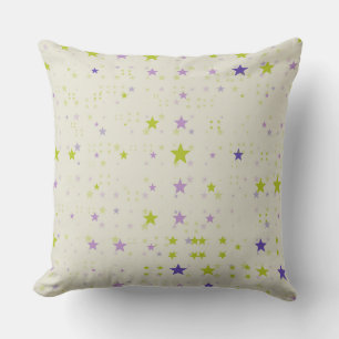 Purple and Green Stars Throw Pillow