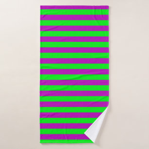 Purple and Green Stripes Design Bath Towel