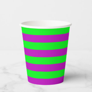 Purple and Green Stripes Design Paper Cups