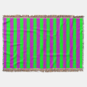 Purple and Green Stripes Design Throw Blanket