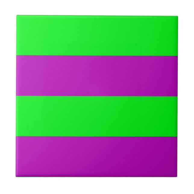 Purple and Green Stripes Design Tile (Front)