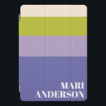 Purple and Green Stripes Modern Personalized Name iPad Pro Cover<br><div class="desc">Protect your tech in style with this Cute Purple and Green Stripes Modern Personalized iPad Cover! Featuring a playful striped design in vibrant purple and green, this cover adds a touch of personality to your iPad while keeping it modern and fun. Perfect for students, professionals, or anyone who loves a...</div>