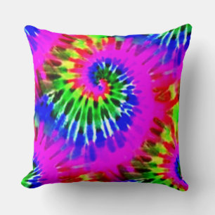 Purple And Green Tie Dye Throw Pillow