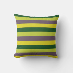 Purple and Green Trendy Stripes Pattern Throw Pillow