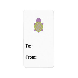 Purple and Green Turtle Label