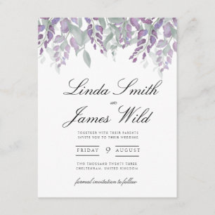 Purple and green wisteria and eucalyptus save the  enclosure card