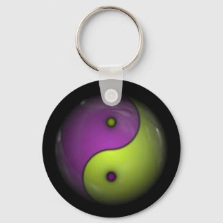 purple and green yin yang keychain