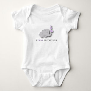 Purple and Grey Baby Elephant Bodysuit