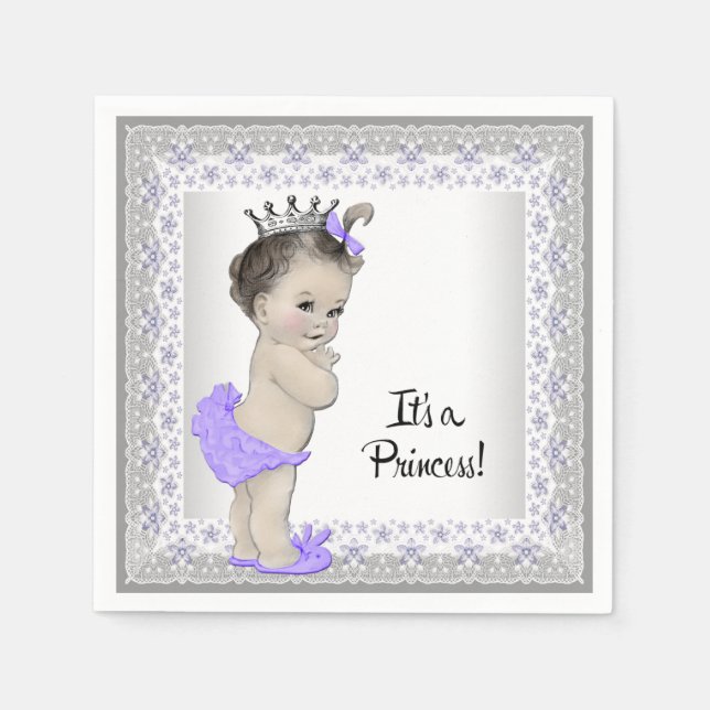 Purple and Grey Baby Shower Napkin (Front)