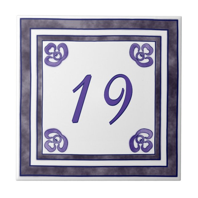 Purple and Grey Big House Number Tile (Front)