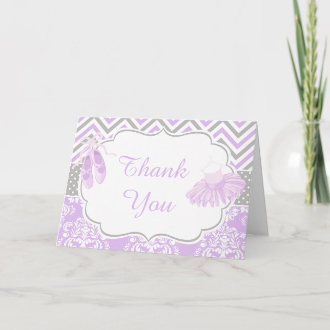 Purple and Grey Chevron Ballerina Thank You (Front)