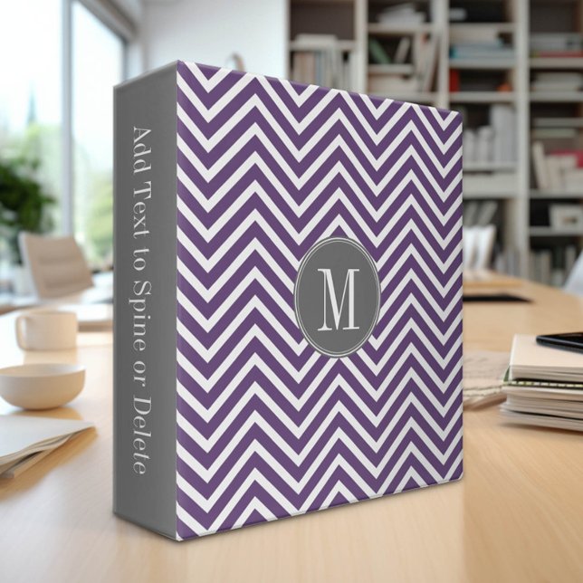 Purple and Grey Chevron Pattern with Monogram Binder (Custom Monogram Binder)