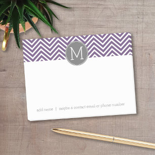 Purple and Grey Chevron Pattern with Monogram Post-it Notes