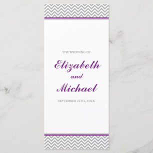 Purple and Grey Chevron Wedding Program