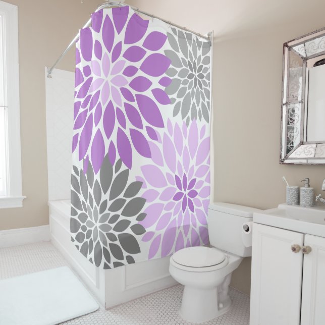 Purple and Grey Chrysanthemums Floral Pattern (In Situ)