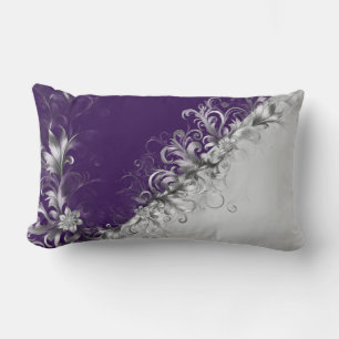 Purple and Grey Contemporary Decorative Lumbar Pillow
