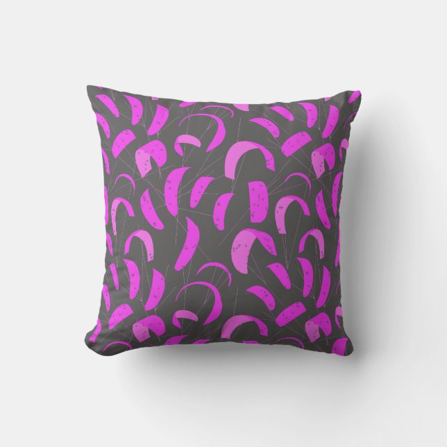 Purple and Grey Cool Kiteboarding Throw Pillow (Front)
