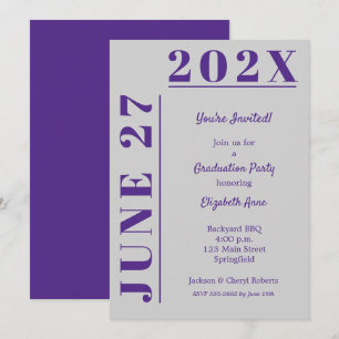 Purple and Grey Graduation Party Invitation