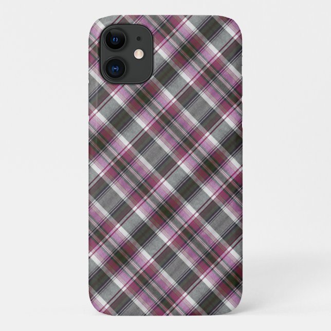 Purple and Grey Plaid Case-Mate iPhone Case (Back)