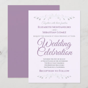Purple and Grey Simple Elégant Mariage Invitation
