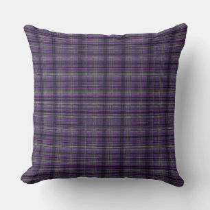 Purple and grey tartan  throw pillow