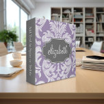 Purple and Grey Vintage Damask Pattern Monogram Binder<br><div class="desc">Add your name or monogram to this trendy and feminine floral damasks with popular colours. The damask has a whimsical chalkboard look.</div>