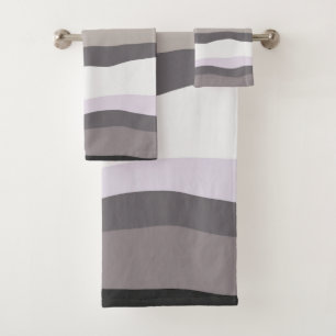 Purple and Grey Wavy Stripes Bath Towel Set
