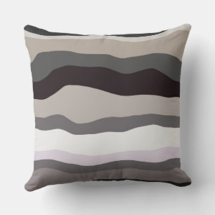 Purple and Grey Wavy Stripes Throw Pillow