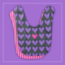 Purple and Hot Pink Hearts with Colourful Stripes