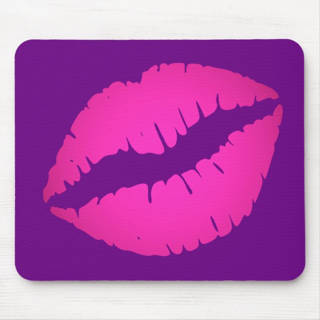 Purple and Hot Pink Ombre Lipstick Kiss Mouse Pad (Front)