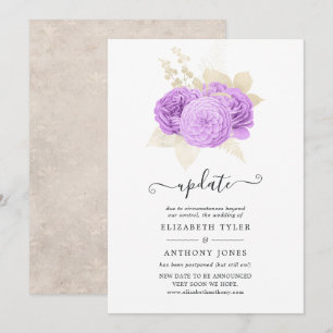 Purple and Ivory Floral Wedding Update Invitation