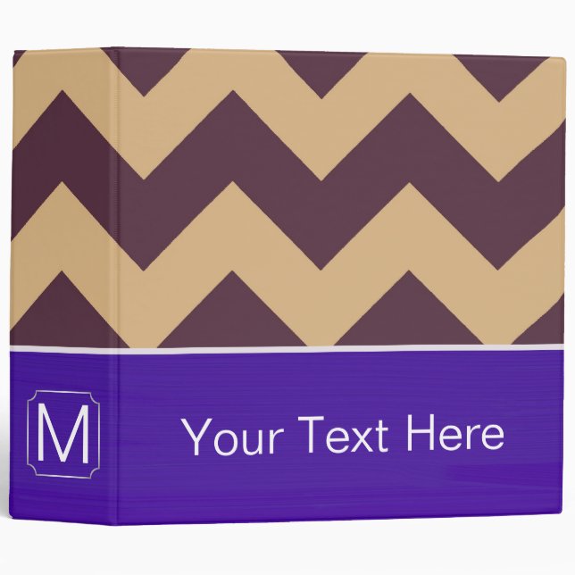 Purple and Lavender Chevron Zigzag Custom Monogram Binder (Front/Spine)